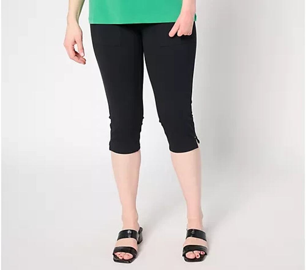 Women With Control Pants Womens XS Black Tummy Control 86/14 Pedal Pusher Pocket